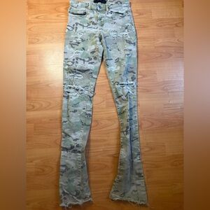 NWT Jordan Craig Legacy Ed Boys Camo Sz 16 Stacked Fit Denim with Shreds Jeans